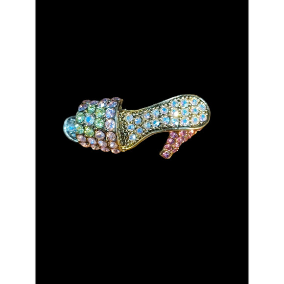 Source Unknown Jewelry - Multi colored rhinestone high heel brooch